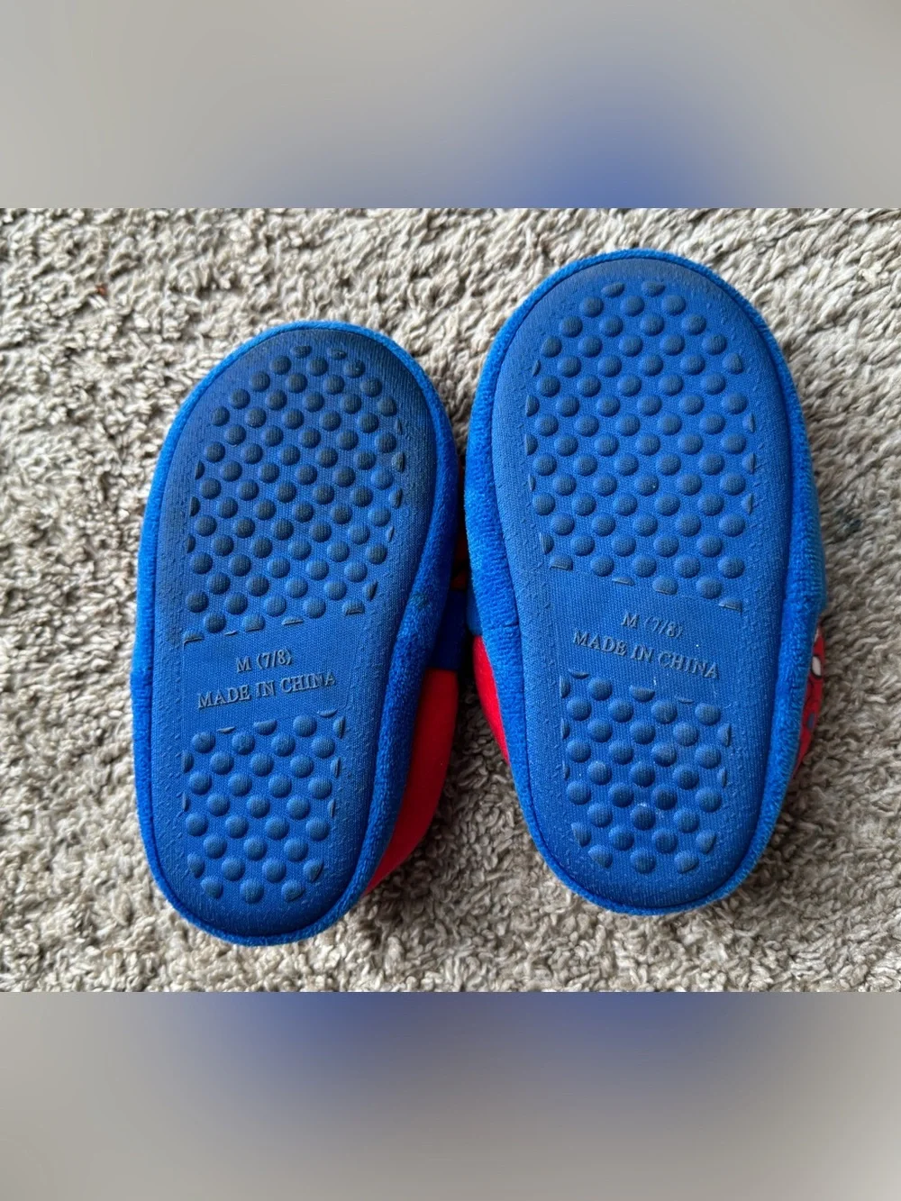 Marvel Spider-Man Kids Plush Slippers Red Blue Size 7-8 Soft House Shoes